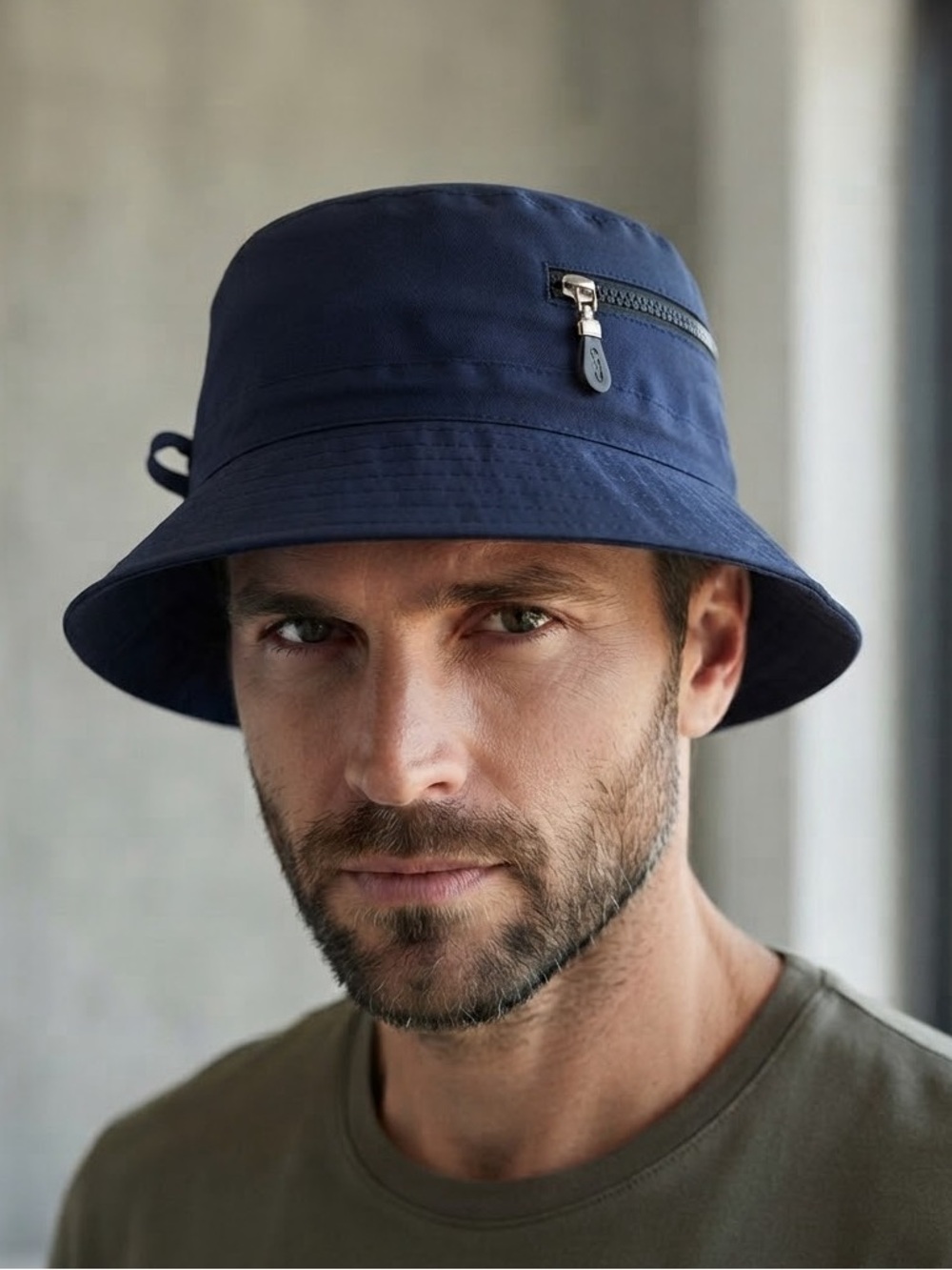 Navy Blue Utility Pocket Bucket Hat Streetwear Y2K Gorpcore Festival Unisex